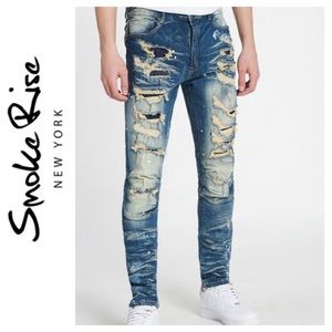 🐞SmokeRise Distressed Moto Jean Size 34x42